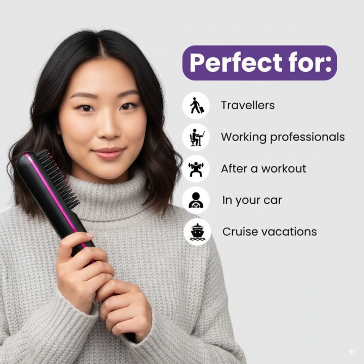 Velv Portable Straightener Brush - PRO