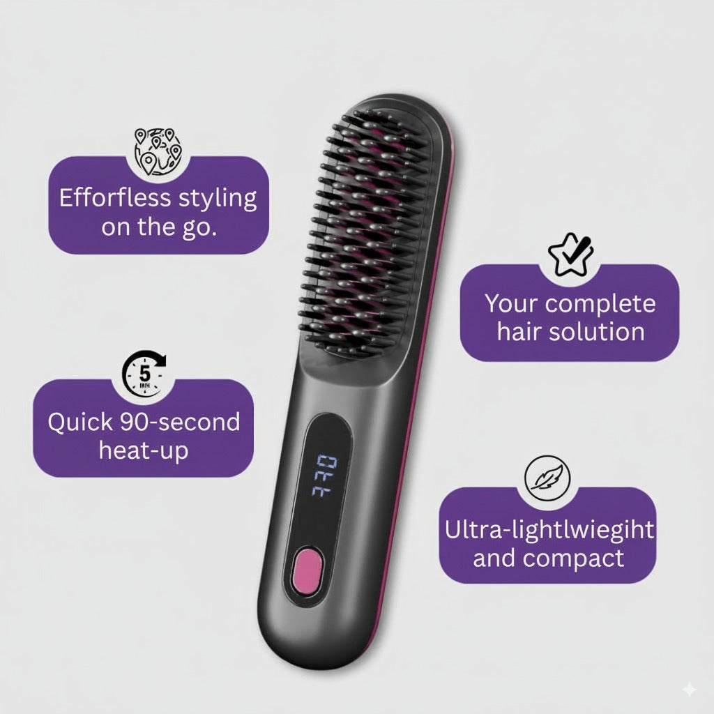 Velv Portable Straightener Brush - PRO