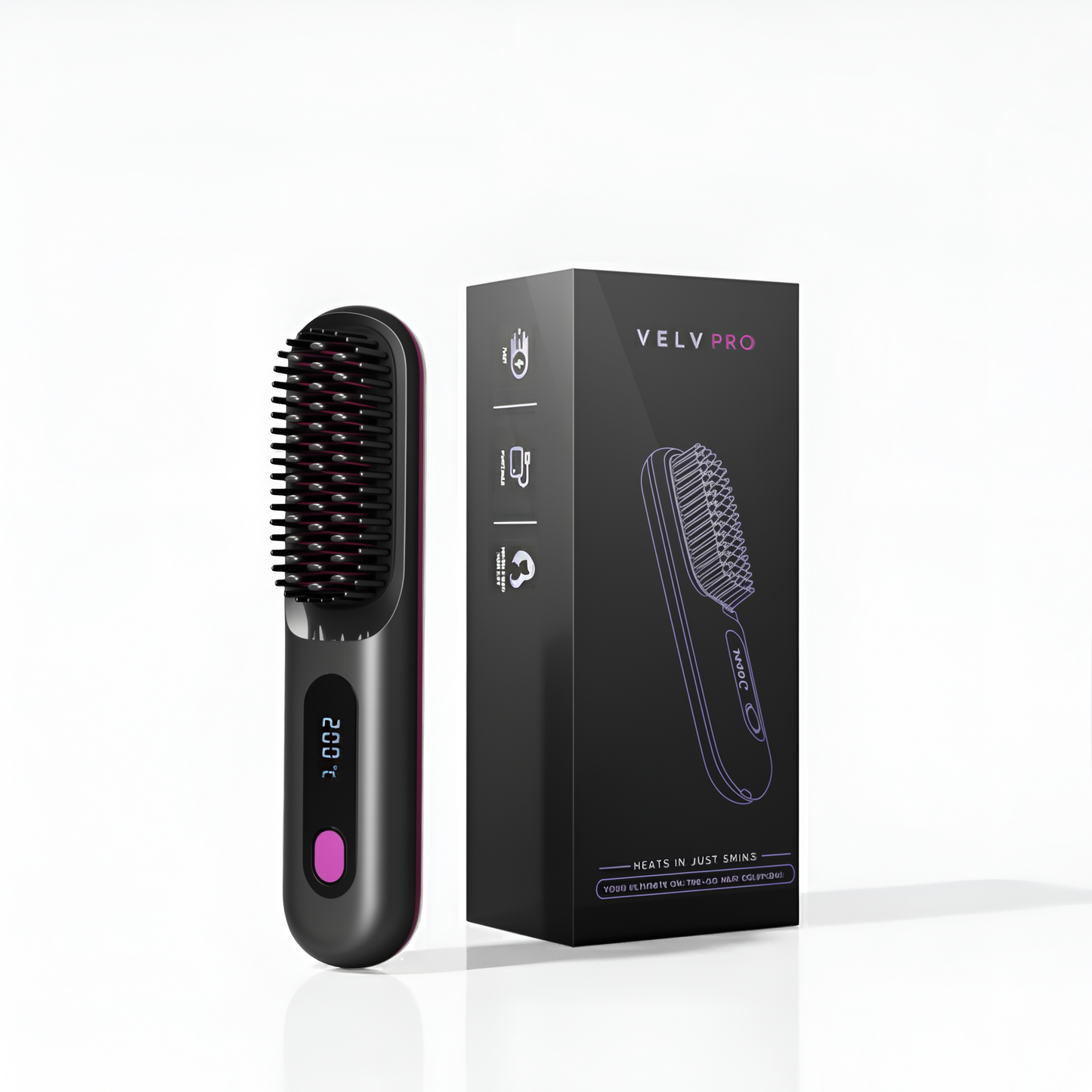 Velv Portable Straightener Brush - PRO