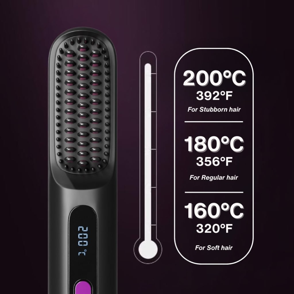 Velv Portable Straightener Brush - PRO